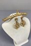 Honey Color Thin Ilayda Model Bridal Crown and Leaf Stone Earring Set – Crown, Crystal Stone, Stylish Model - 3