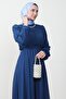 Elastic Waist Pleated Chiffon Dress Indigo - 5