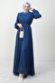 Elastic Waist Pleated Chiffon Dress Indigo - 4