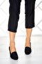 Della Black Crepe Square Toe Thick Heeled Classic Shoes - 3