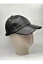 100% Leather Handmade Unisex Inner Lined Adjustable Size Velcro 8 Piece Leather Hat - 2