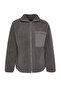 Winter Essentials Antrasit Kalın Polar Fermuarlı Dik Yaka Cepli Örme Hırka/Sweatshirt TWOAW24SW00071 - 7