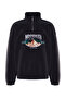 Antrasit Unisex Oversize/Geniş Kesim Dik Yaka Anti-pilling Polar Sweatshirt TMNAW24SW00034 - 8