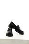 Purple Buckle Black Leather Loafer Shoes - 5