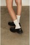 Purple Buckle Black Leather Loafer Shoes - 8