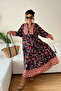 Women's Black Button Detailed Ethnic Authentic Casual Dress