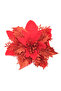14cm 3 Shiny Looking Red Christmas Flowers Covered with Glitter - 2