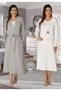 Women's Pink Long Sleeve Cotton Maternity Maternity Dressing Gown Nightgown Set - 2