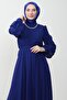 Pleated Chiffon Dress with Elastic Waist Night Blue - 5