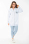 Women's Plus Size Blue Frosted Front Zipper and Hooded Sweatshirt 65N37405 - 5