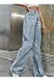 Caar 90's Snow Wash Blue Stretch Fabric Super High-Waist Relaxed Jeans Palazzo Pants - 3