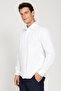 Men's White Slim Fit Narrow Cut Classic Collar Satin Shirt - 5