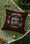New Year's Themed Jingle Bells Written Red Green White Digital Printed Throw Pillow Case