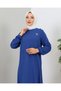 Brooch detailed twirl dress indigo - 3