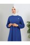 Brooch detailed twirl dress indigo - 4