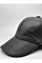 100% Leather Handmade Unisex Inner Lined Adjustable Size Velcro 8 Piece Leather Hat - 5