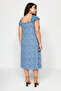 Blue Flower Patterned Heart Collar Knitted Dress TBBSS23AH00125 - 5