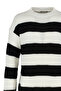 Siyah Casual Oversize Fit Geniş Kalıp Bisiklet Yaka Çizgili Triko Kazak TMNAW23KZ00106 - 16