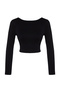 Siyah Seamless/Dikişsiz Sırt ve Reflektör Baskı Detaylı Crop Örme Spor Üst/Bluz THMAW24BZ00023 - 7