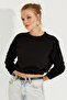 Women's Black Double Breasted Sweatshirt EY2662 - 2
