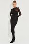 Women's Black Tulle Detailed Asymmetrical Midi Dress EY2601 - 2