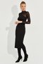 Women's Black Tulle Detailed Asymmetrical Midi Dress EY2601 - 5