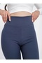 Women's High Waist Indigo Fleece Inside Ribbed Winter Leggings - 2
