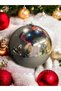 Christmas Pine Tree Ornament Giant Size Christmas Ball Silver Color Shiny 25 cm New Year Ball Ornament - 2