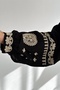 Women's Black Tasseled Embroidery Dress - 5
