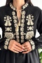 Women's Black Tasseled Embroidery Dress - 2