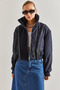 Women's Navy Blue Zippered Bomber Coat 50011051 - 7