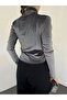 Women's Gathered Velvet Blouse - 2