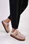 Women's Softie Beige Suede Furry Flat Slippers