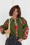 Geometric Embroidery Cotton Shirt with Green Tassels - 5