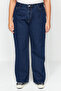 Indigo Yüksek Bel Geniş Paça Comfort/Orta Esnek Büyük Beden Wide Leg Jeans TBBAW23CJ00020 - 10