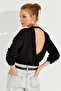 Women's Black Double Breasted Sweatshirt EY2662