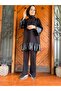 black leather detail hijab double tracksuit set - 6