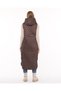 Women's Hooded Slit Detailed Long Filling Vest - 5