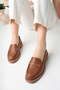 Genuine Leather Tan Women's Shoes Loafer - 3