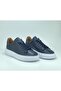 Genuine Leather Navy Blue Sneakers - 3