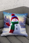Christmas Themed Snowman Patterned White Blue Digital Printed Decorative Pillow and Cushion Cover - 4