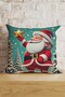 New Year Themed Santa Claus Patterned Green Digital Printed Decorative Pillow and Cushion Cover - 2