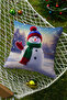 Christmas Themed Snowman Patterned White Blue Digital Printed Decorative Pillow and Cushion Cover - 2