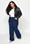 Indigo Yüksek Bel Geniş Paça Comfort/Orta Esnek Büyük Beden Wide Leg Jeans TBBAW23CJ00020 - 8