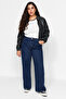 Indigo Yüksek Bel Geniş Paça Comfort/Orta Esnek Büyük Beden Wide Leg Jeans TBBAW23CJ00020 - 7