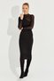 Women's Black Tulle Detailed Asymmetrical Midi Dress EY2601 - 3