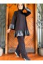 black leather detail hijab double tracksuit set - 4