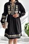 Women's Black Tasseled Embroidery Dress - 6