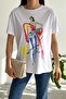 Women's White Printed Cotton T-Shirt - 2