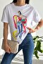 Women's White Printed Cotton T-Shirt